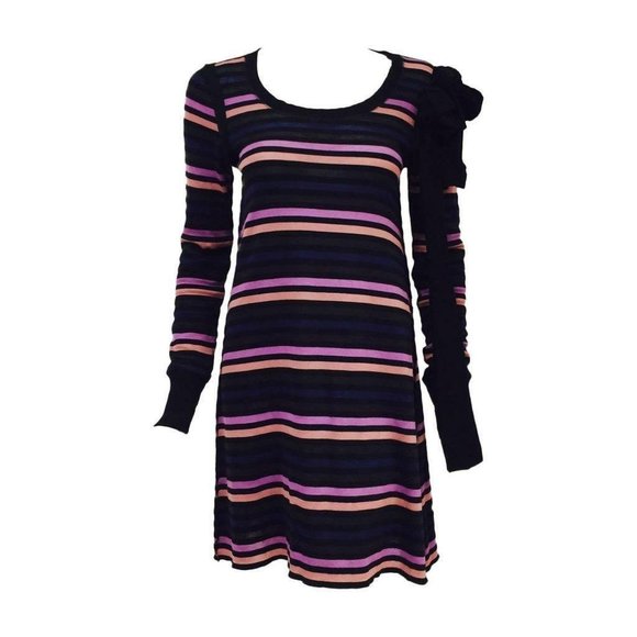 Sonia Rykiel Karma Body & Soul VTG 2000s Long Sleeve Striped Shift Dress Size XS - Picture 1 of 8